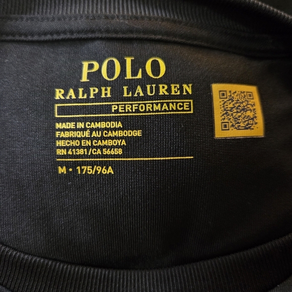 Ralph Lauren Performance Black Tee with Red Logo Size Med - Picture 4 of 5